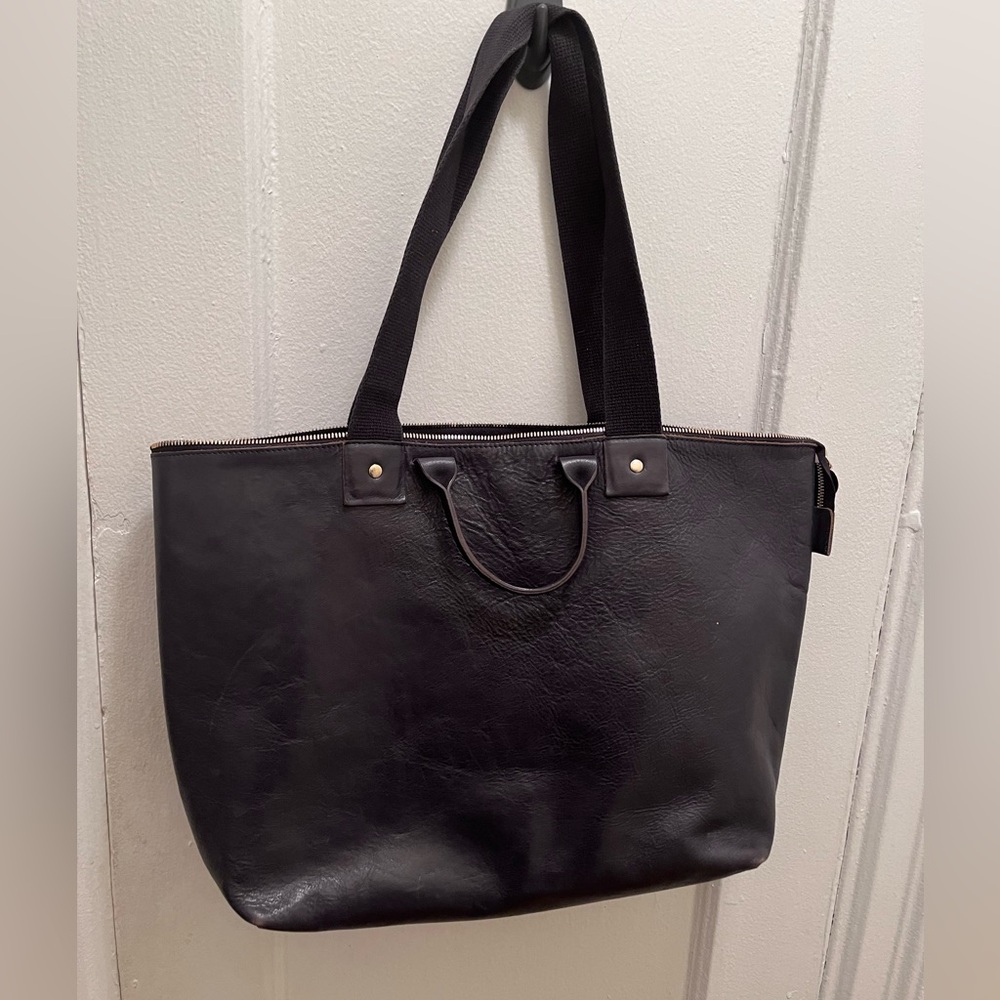 Clare V Black Leather Tote Bag